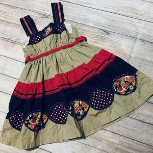 Cute Khaki Patchwork Twirl Dress